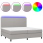 vidaXL Boxspringbett mit Matratze & LED Hellgrau 200x200 cm Stoff vidaXL Boxspringbett mit Matratze & LED Hellgrau 200x200 cm Stoff