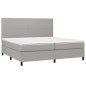 vidaXL Boxspringbett mit Matratze & LED Hellgrau 200x200 cm Stoff vidaXL Boxspringbett mit Matratze & LED Hellgrau 200x200 cm Stoff