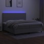 vidaXL Boxspringbett mit Matratze & LED Hellgrau 200x200 cm Stoff vidaXL Boxspringbett mit Matratze & LED Hellgrau 200x200 cm Stoff