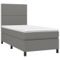 vidaXL Boxspringbett mit Matratze & LED Dunkelgrau 100x200 cm Stoff vidaXL Boxspringbett mit Matratze & LED Dunkelgrau 100x200 cm Stoff