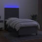 vidaXL Boxspringbett mit Matratze & LED Dunkelgrau 100x200 cm Stoff vidaXL Boxspringbett mit Matratze & LED Dunkelgrau 100x200 cm Stoff