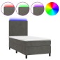 vidaXL Boxspringbett mit Matratze & LED Dunkelgrau 80x200 cm Samt vidaXL Boxspringbett mit Matratze & LED Dunkelgrau 80x200 cm Samt
