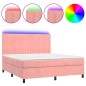 vidaXL Boxspringbett mit Matratze & LED Rosa 160x200 cm Samt vidaXL Boxspringbett mit Matratze & LED Rosa 160x200 cm Samt
