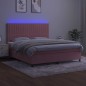 vidaXL Boxspringbett mit Matratze & LED Rosa 160x200 cm Samt vidaXL Boxspringbett mit Matratze & LED Rosa 160x200 cm Samt