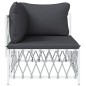 vidaXL Garten-Ecksofa mit Kissen Weiß Gewebe vidaXL Garten-Ecksofa mit Kissen Weiß Gewebe