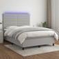 vidaXL Boxspringbett mit Matratze & LED Hellgrau 140x190 cm Stoff vidaXL Boxspringbett mit Matratze & LED Hellgrau 140x190 cm Stoff