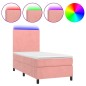 vidaXL Boxspringbett mit Matratze & LED Rosa 90x190 cm Samt vidaXL Boxspringbett mit Matratze & LED Rosa 90x190 cm Samt