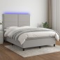 vidaXL Boxspringbett mit Matratze & LED Hellgrau 140x200 cm Stoff vidaXL Boxspringbett mit Matratze & LED Hellgrau 140x200 cm Stoff