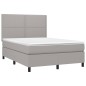 vidaXL Boxspringbett mit Matratze & LED Hellgrau 140x200 cm Stoff vidaXL Boxspringbett mit Matratze & LED Hellgrau 140x200 cm Stoff