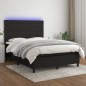vidaXL Boxspringbett mit Matratze & LED Schwarz 140x200 cm Stoff vidaXL Boxspringbett mit Matratze & LED Schwarz 140x200 cm Stoff