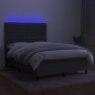 vidaXL Boxspringbett mit Matratze & LED Dunkelgrau 140x190 cm Stoff vidaXL Boxspringbett mit Matratze & LED Dunkelgrau 140x190 cm Stoff