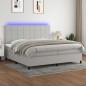vidaXL Boxspringbett mit Matratze & LED Hellgrau 200x200 cm Stoff vidaXL Boxspringbett mit Matratze & LED Hellgrau 200x200 cm Stoff