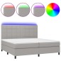 vidaXL Boxspringbett mit Matratze & LED Hellgrau 200x200 cm Stoff vidaXL Boxspringbett mit Matratze & LED Hellgrau 200x200 cm Stoff