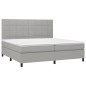 vidaXL Boxspringbett mit Matratze & LED Hellgrau 200x200 cm Stoff vidaXL Boxspringbett mit Matratze & LED Hellgrau 200x200 cm Stoff