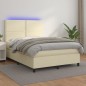 vidaXL Boxspringbett mit Matratze & LED Creme 140x200 cm Kunstleder vidaXL Boxspringbett mit Matratze & LED Creme 140x200 cm Kunstleder