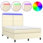 vidaXL Boxspringbett mit Matratze & LED Creme 140x200 cm Kunstleder vidaXL Boxspringbett mit Matratze & LED Creme 140x200 cm Kunstleder