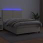 vidaXL Boxspringbett mit Matratze & LED Creme 140x200 cm Kunstleder vidaXL Boxspringbett mit Matratze & LED Creme 140x200 cm Kunstleder