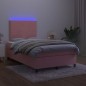 vidaXL Boxspringbett mit Matratze & LED Rosa 120x200 cm Samt vidaXL Boxspringbett mit Matratze & LED Rosa 120x200 cm Samt