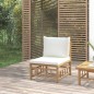 vidaXL Garten-Mittelsofa mit Cremeweißen Kissen Bambus vidaXL Garten-Mittelsofa mit Cremeweißen Kissen Bambus