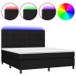 vidaXL Boxspringbett mit Matratze & LED Schwarz 180x200 cm Stoff vidaXL Boxspringbett mit Matratze & LED Schwarz 180x200 cm Stoff