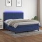 vidaXL Boxspringbett mit Matratze & LED Blau 180x200 cm Stoff vidaXL Boxspringbett mit Matratze & LED Blau 180x200 cm Stoff