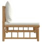 vidaXL Garten-Mittelsofa mit Cremeweißen Kissen Bambus vidaXL Garten-Mittelsofa mit Cremeweißen Kissen Bambus