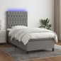 vidaXL Boxspringbett mit Matratze & LED Dunkelgrau 80x200 cm Stoff vidaXL Boxspringbett mit Matratze & LED Dunkelgrau 80x200 cm Stoff