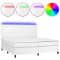vidaXL Boxspringbett mit Matratze & LED Weiß 200x200 cm Kunstleder vidaXL Boxspringbett mit Matratze & LED Weiß 200x200 cm Kunstleder