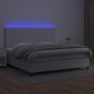 vidaXL Boxspringbett mit Matratze & LED Weiß 200x200 cm Kunstleder vidaXL Boxspringbett mit Matratze & LED Weiß 200x200 cm Kunstleder
