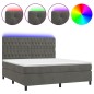 vidaXL Boxspringbett mit Matratze & LED Dunkelgrau 160x200 cm Samt vidaXL Boxspringbett mit Matratze & LED Dunkelgrau 160x200 cm Samt