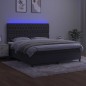 vidaXL Boxspringbett mit Matratze & LED Dunkelgrau 160x200 cm Samt vidaXL Boxspringbett mit Matratze & LED Dunkelgrau 160x200 cm Samt
