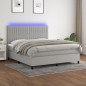 vidaXL Boxspringbett mit Matratze & LED Hellgrau 180x200 cm Stoff vidaXL Boxspringbett mit Matratze & LED Hellgrau 180x200 cm Stoff
