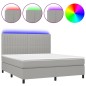 vidaXL Boxspringbett mit Matratze & LED Hellgrau 180x200 cm Stoff vidaXL Boxspringbett mit Matratze & LED Hellgrau 180x200 cm Stoff