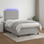 vidaXL Boxspringbett mit Matratze & LED Hellgrau 120x200 cm Stoff vidaXL Boxspringbett mit Matratze & LED Hellgrau 120x200 cm Stoff