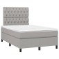 vidaXL Boxspringbett mit Matratze & LED Hellgrau 120x200 cm Stoff vidaXL Boxspringbett mit Matratze & LED Hellgrau 120x200 cm Stoff