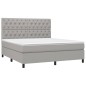 vidaXL Boxspringbett mit Matratze & LED Hellgrau 160x200 cm Stoff vidaXL Boxspringbett mit Matratze & LED Hellgrau 160x200 cm Stoff