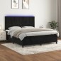 vidaXL Boxspringbett mit Matratze & LED Schwarz 160x200 cm Samt vidaXL Boxspringbett mit Matratze & LED Schwarz 160x200 cm Samt