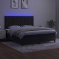 vidaXL Boxspringbett mit Matratze & LED Schwarz 160x200 cm Samt vidaXL Boxspringbett mit Matratze & LED Schwarz 160x200 cm Samt