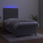 vidaXL Boxspringbett mit Matratze & LED Hellgrau 100x200 cm Samt vidaXL Boxspringbett mit Matratze & LED Hellgrau 100x200 cm Samt