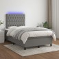 vidaXL Boxspringbett mit Matratze & LED Dunkelgrau 120x200 cm Stoff vidaXL Boxspringbett mit Matratze & LED Dunkelgrau 120x200 cm Stoff