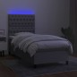 vidaXL Boxspringbett mit Matratze & LED Hellgrau 100x200 cm Stoff vidaXL Boxspringbett mit Matratze & LED Hellgrau 100x200 cm Stoff