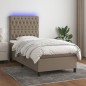 vidaXL Boxspringbett mit Matratze & LED Taupe 90x200 cm Stoff vidaXL Boxspringbett mit Matratze & LED Taupe 90x200 cm Stoff