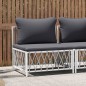 Garten-Mittelsofa mit Kissen Weiß Gewebe Garten-Mittelsofa mit Kissen Weiß Gewebe