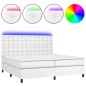 vidaXL Boxspringbett mit Matratze & LED Weiß 200x200 cm Kunstleder vidaXL Boxspringbett mit Matratze & LED Weiß 200x200 cm Kunstleder