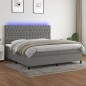 vidaXL Boxspringbett mit Matratze & LED Dunkelgrau 200x200 cm Stoff vidaXL Boxspringbett mit Matratze & LED Dunkelgrau 200x200 cm Stoff