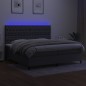 vidaXL Boxspringbett mit Matratze & LED Dunkelgrau 200x200 cm Stoff vidaXL Boxspringbett mit Matratze & LED Dunkelgrau 200x200 cm Stoff
