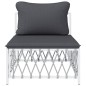 Garten-Mittelsofa mit Kissen Weiß Gewebe Garten-Mittelsofa mit Kissen Weiß Gewebe