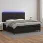 vidaXL Boxspringbett mit Matratze & LED Schwarz 200x200 cm Kunstleder vidaXL Boxspringbett mit Matratze & LED Schwarz 200x200 cm Kunstleder