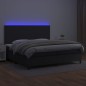 vidaXL Boxspringbett mit Matratze & LED Schwarz 200x200 cm Kunstleder vidaXL Boxspringbett mit Matratze & LED Schwarz 200x200 cm Kunstleder