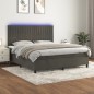 vidaXL Boxspringbett mit Matratze & LED Dunkelgrau 160x200 cm Samt vidaXL Boxspringbett mit Matratze & LED Dunkelgrau 160x200 cm Samt